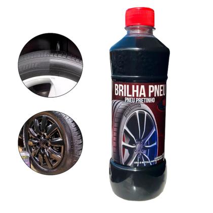 Imagem de Kit Brilha Pneus Mil Milhas (pretinho) 485ml + Aplicador