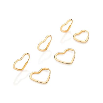 Imagem de Kit brinco argola coração banhado a ouro 18k 527288