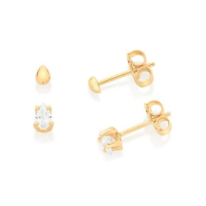 Imagem de Kit brinco gotas folheado a ouro Cód. 526962 Coleção Ana Hickmann