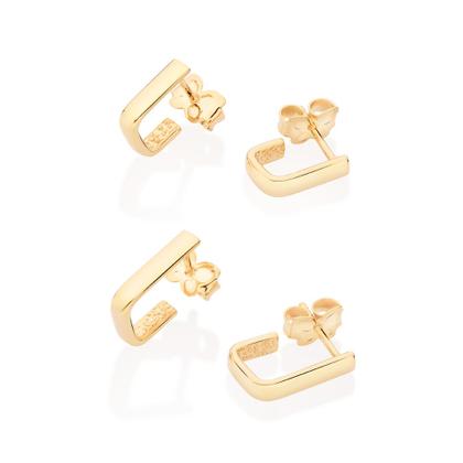 Imagem de Kit brinco retangular folheado a ouro  527241 Rommanel