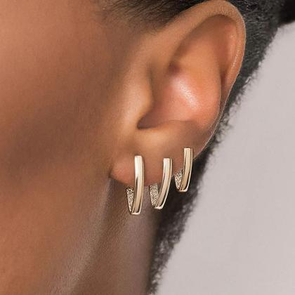 Imagem de Kit brinco Rommanel meia argola banhado ouro 18k 527394