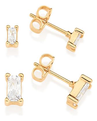 Imagem de Kit Brinco Solitários Retangulares Composto 527048