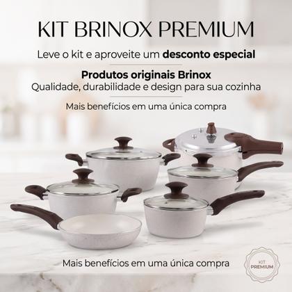 Imagem de Kit Brinox Panela de Pressão 4,2L + Jogo de Panelas 5 Peças Vanilla com Revestimento Cerâmico e Indução
