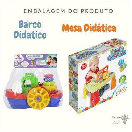 Imagem de Kit Brinquedo Barco Encaixar + Mesinha Didática Infantil Bebê Interativa Sonora