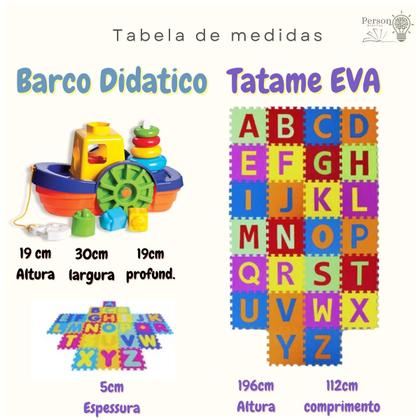 Imagem de Kit Brinquedo Barco Encaixar+Tatame Emborrachado Alfabeto Criança 26 Peças