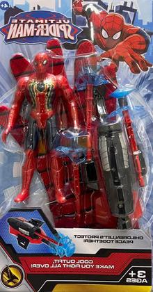 Imagem de Kit Brinquedo Boneco Homem Aranha Com Luva e Lançador e 3 Dardos