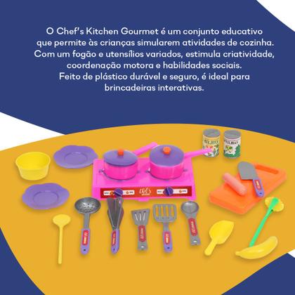 Imagem de Kit Brinquedo Cozinha Fogão 2 Panelinhas Chef's Kitchen