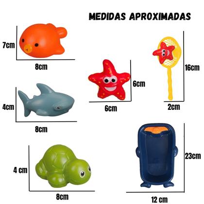 Imagem de Kit Brinquedo de banho para bebê infantil bichinhos coloridos interativo diversão brincar aprender