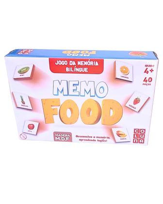 Imagem de Kit Brinquedo Didatico Infantil Soletrar Alfabetização E Jogo Da Memoria Memo Food Bilingue Coluna Brinquedos