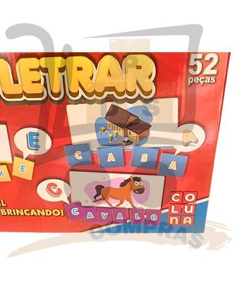 Imagem de Kit Brinquedo Didatico Infantil Soletrar Alfabetização E Jogo Da Memoria Memo Food Bilingue Coluna Brinquedos
