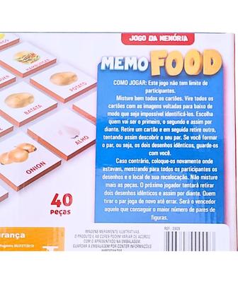 Imagem de Kit Brinquedo Didatico Infantil Soletrar Alfabetização E Jogo Da Memoria Memo Food Bilingue Coluna Brinquedos