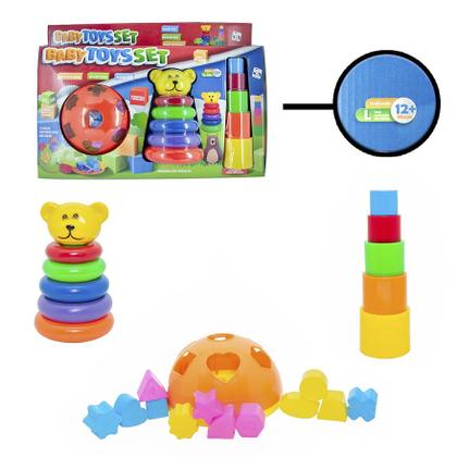 Imagem de Kit Brinquedo Educativo Copo Encaixe Colorido Bebê Bolas 36p