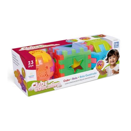 Imagem de Kit Brinquedo Educativo Cubo + Bola E Bola Quadrada Didático