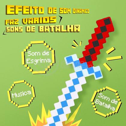 Kit Brinquedo Espada Pixel Ninja 58cm Diamante com Som e Luz + 3 Pilhas AA - Vermelho 46 - DRAIK Imagem de Kit Brinquedo Espada Pixel Ninja 58cm Diamante com Som e Luz + 3 Pilhas AA - Vermelho 46