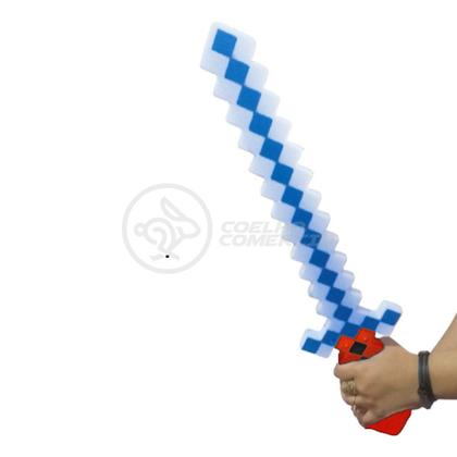 Imagem de Kit Brinquedo Espada Pixel Ninja 58cm Diamante com Som e Luz + 3 Pilhas AA - Vermelho 46