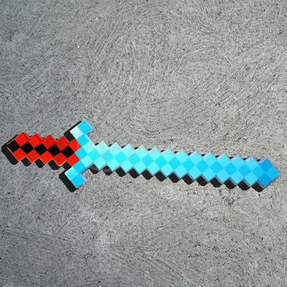 Imagem de Kit Brinquedo Espada Pixel Ninja 58cm Diamante com Som e Luz + 3 Pilhas AA - Vermelho 48