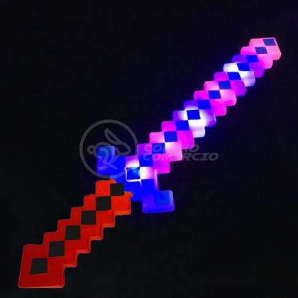 Imagem de Kit Brinquedo Espada Pixel Ninja 58cm Diamante com Som e Luz + 3 Pilhas AA - Vermelho 6