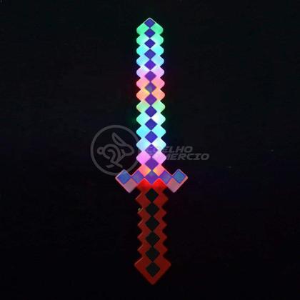 Imagem de Kit Brinquedo Espada Pixel Ninja 58cm Diamante com Som e Luz + 3 Pilhas AA - Vermelho 62