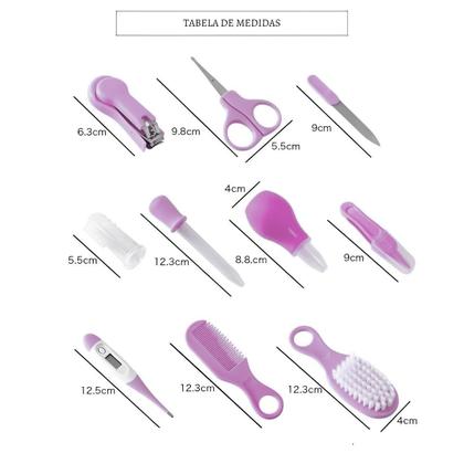 Imagem de Kit Brinquedo Higiene Com Termômetro Cuidado Bebê Recém Nascido 10pçs Escova Pente Saúde e Beleza Silicone Criança Tesoura Infanti