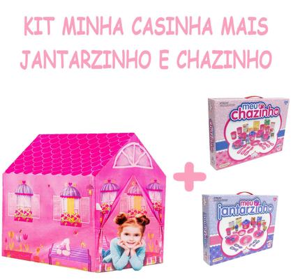 Imagem de Kit Brinquedo Infantil Casinha e Kit Chazinho e Jantarzinho