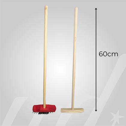 Imagem de Kit brinquedo infantil vassoura e rodo com cabo de madeira