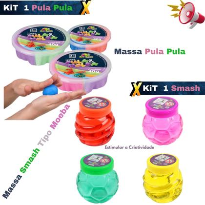 Imagem de Kit Brinquedo interativo 2 Massas Pula e Molda Animadas Diversão Sem Limites