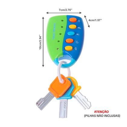 Imagem de Kit Brinquedo Pelúcia Macaco E Chave Musical Azul Bebê