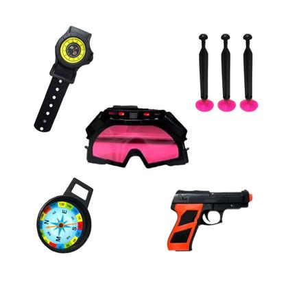 Imagem de Kit brinquedo polícia com 7 pçs pistolinha e lança dardos