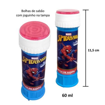 Imagem de Kit Brinquedos Fazer Bolhas de Sabão Infantil Homem Aranha + Máscara Herói