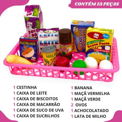 Imagem de Kit Brinquedos Infantil Meninas Panelas Mini Mercado Conjunto Crianças