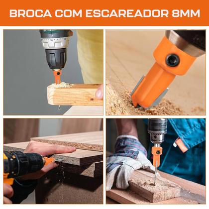 Imagem de Kit Broca Com Escareador 3.5Mm X 8Mm Para Rebaixo Em Madeira