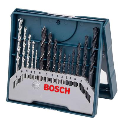 Imagem de Kit Brocas para Concreto, Metal e Madeira com 15 peças Mini X-Line BOSCH