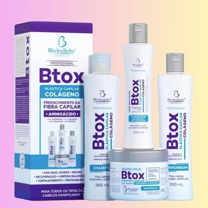 Imagem de Kit Btox Plástica Capilar Colágeno Bio Instinto  Preenchimento da Fibra Capilar 4 Produtos Sem Formol