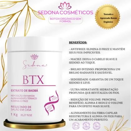 Imagem de KIT BTX Capilar 1kg Tratamento Profundo Anti Frizz Liso Espetacular Alisa 100% Fio terapia