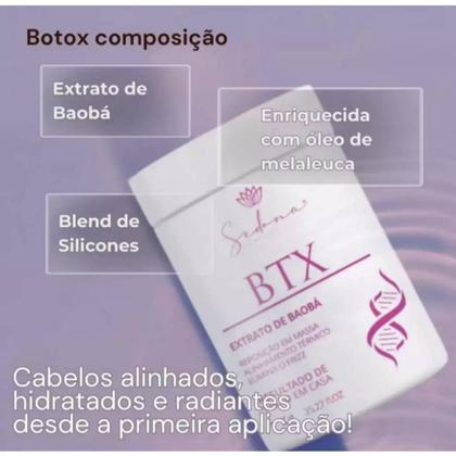 Imagem de KIT BTX Capilar 1kg Tratamento Profundo Anti Frizz Liso Espetacular Alisa 100% Fio terapia