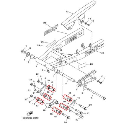 Imagem de Kit Bucha Pro link Xtz 250 Lander 2013 á 2024 C/ 12 Peças