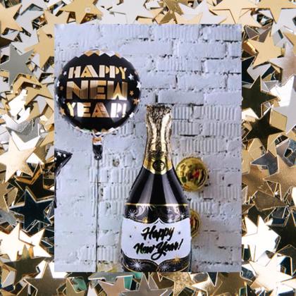 Imagem de kit buque c/5 balões decoração Reveillon garrafa festa