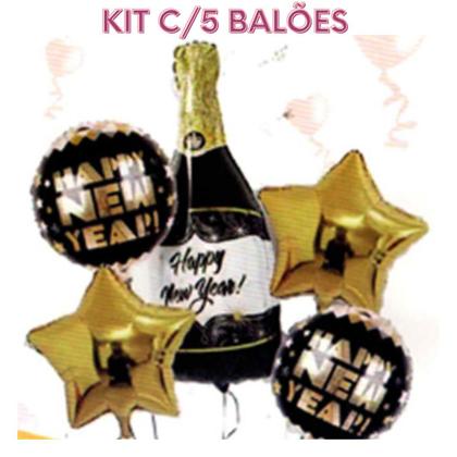 Imagem de kit buque c/5 balões decoração Reveillon garrafa festa