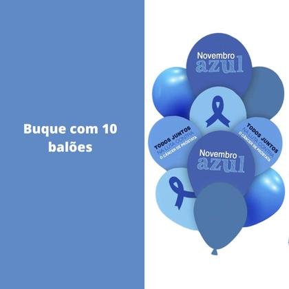 Imagem de kit Buque de balões com 10 bexigas Novembro Azul decoração 