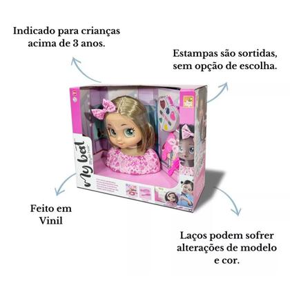 Imagem de Kit Busto Boneca Loira 23cm My Best C/ Paleta Maquiagem Vanilla Ice Cream P/ Criança