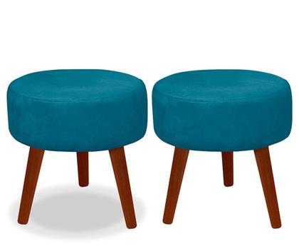 Imagem de Kit C/ 01 Namoradeira Opala + 02 Puffs Redondo Danny + 02 Almofadas Suede Azul Turquesa