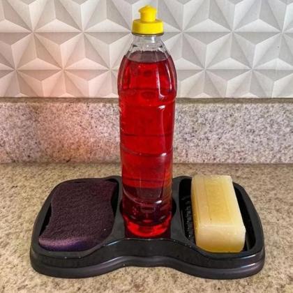 Imagem de Kit c/1 un. Escorredor de Pratos + 1 un. Lixeira 2,4 l c/tampa basculante + 1 un. Porta Detergente