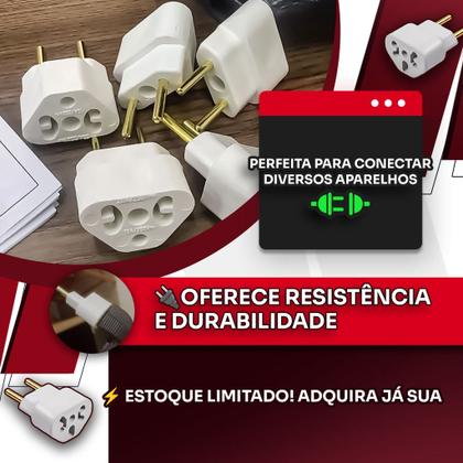 Imagem de Kit C/10 Adaptador de Tomada Bob Esponja LOVE Benjamin 10A/20A Pino Plug Maciço Resistente Universal