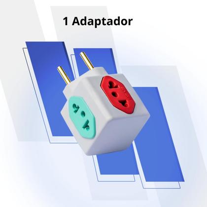Imagem de Kit C/10 Adaptador Tomada Benjamin CUBO Entradas 10A/20A Pino Maciço Resistente 4 Tomadas Universal