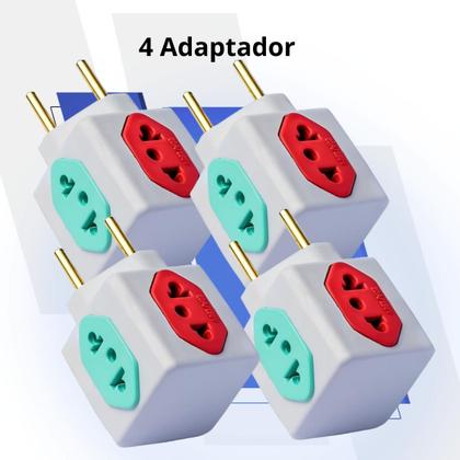 Imagem de Kit C/10 Adaptador Tomada Benjamin CUBO Entradas 10A/20A Pino Maciço Resistente 4 Tomadas Universal