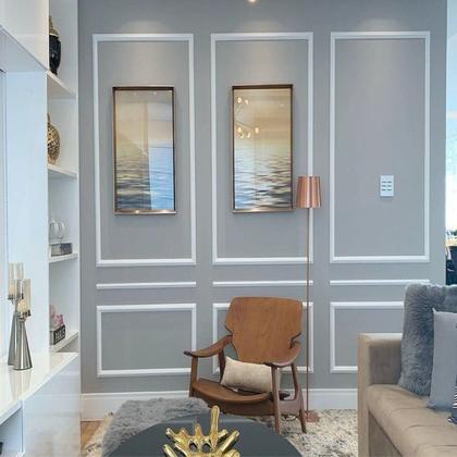 Imagem de Kit C/10 Barras Boiserie Mdf 3cm X 15mm X 2,40m Liso Moldufama 300 24m