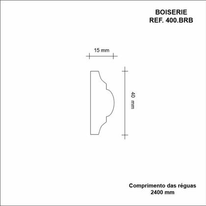 Imagem de Kit C/10 Barras Boiserie Mdf 4cm X 15mm X 2,40m Liso Moldufama 400 24m
