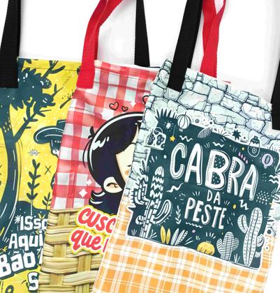 Imagem de kit C/10 Bolsa Sacola Ecobag 30x40 Arraiá Personalizada