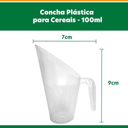 Imagem de Kit c/ 10 Concha Plástica 100ml Cereais Ração Temperos 9x6cm