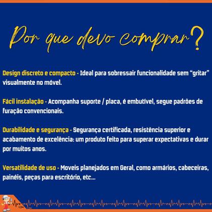 Imagem de Kit C/10 Conjunto Tomada P/ Móveis planejados painéis mesas de escritório 2p+t Preta - Margirius